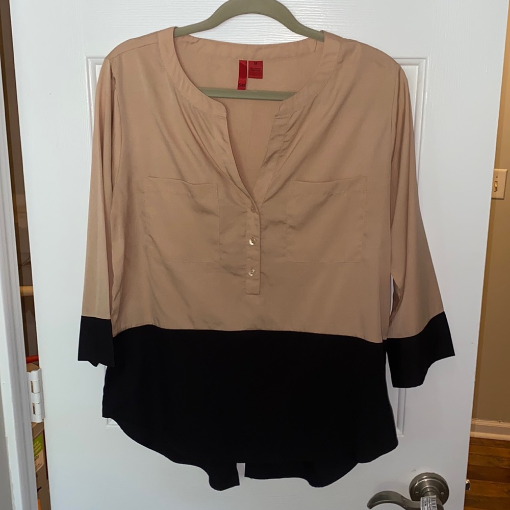 Colorblock 5/48 blouse, blush and black, size med